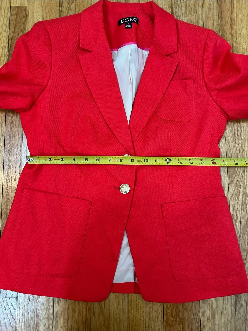 J.Crew Helena Stretch Linen Red Tailored Blazer
